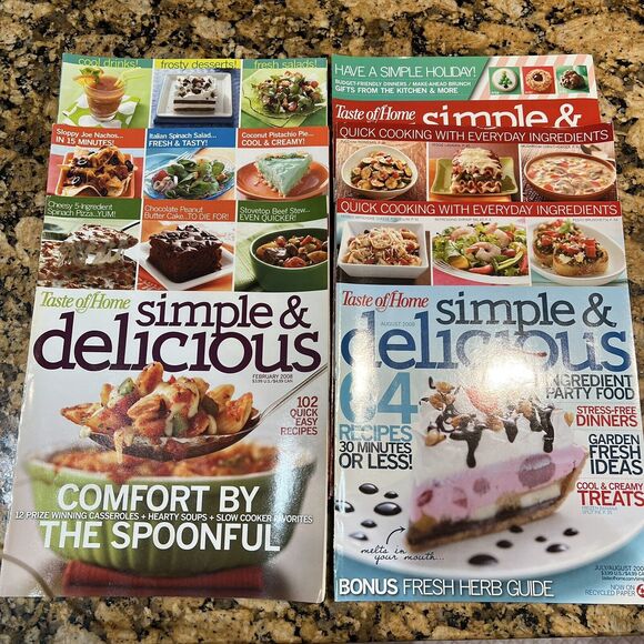 Taste Of Homes Simple and Delicious Back Issues Recipes Magazines 2008 set Of 6 - Picture 1 of 16